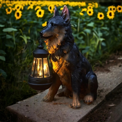 Садовая фигурка на солнечной батарее Овчарка Shepherd-2