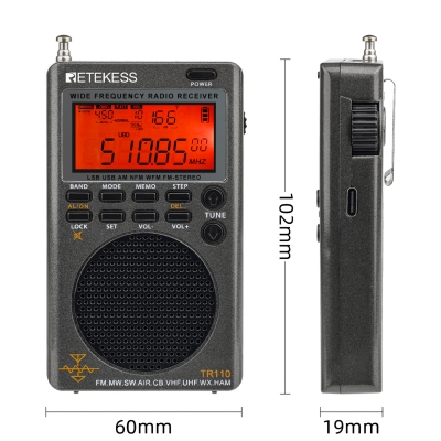 Полнодиапазонный цифровой мини радиоприемник Retekess TR110-12