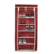 Тканевый шкаф для обуви на 7 полок 60х30х144 см темно-красный