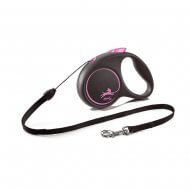 Flexi рулетка Black Design S (до 12 кг) 5 м трос черный/розовый